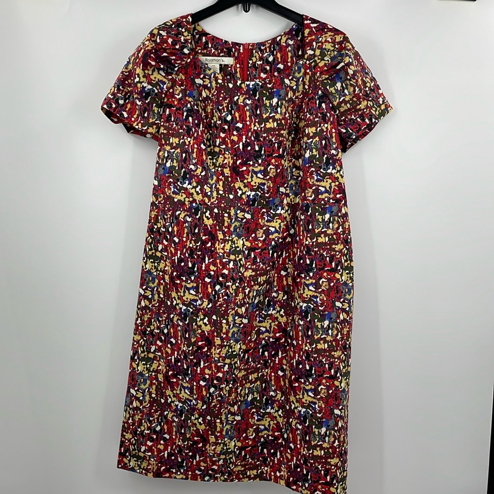 90s y2k Roaman’s Abstract Watercolor Print Shift Dress Size 14W